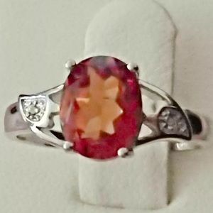 Azonite topaz and diamond ring in silver